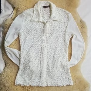 Feminine Lace cardigan shirt, size XS